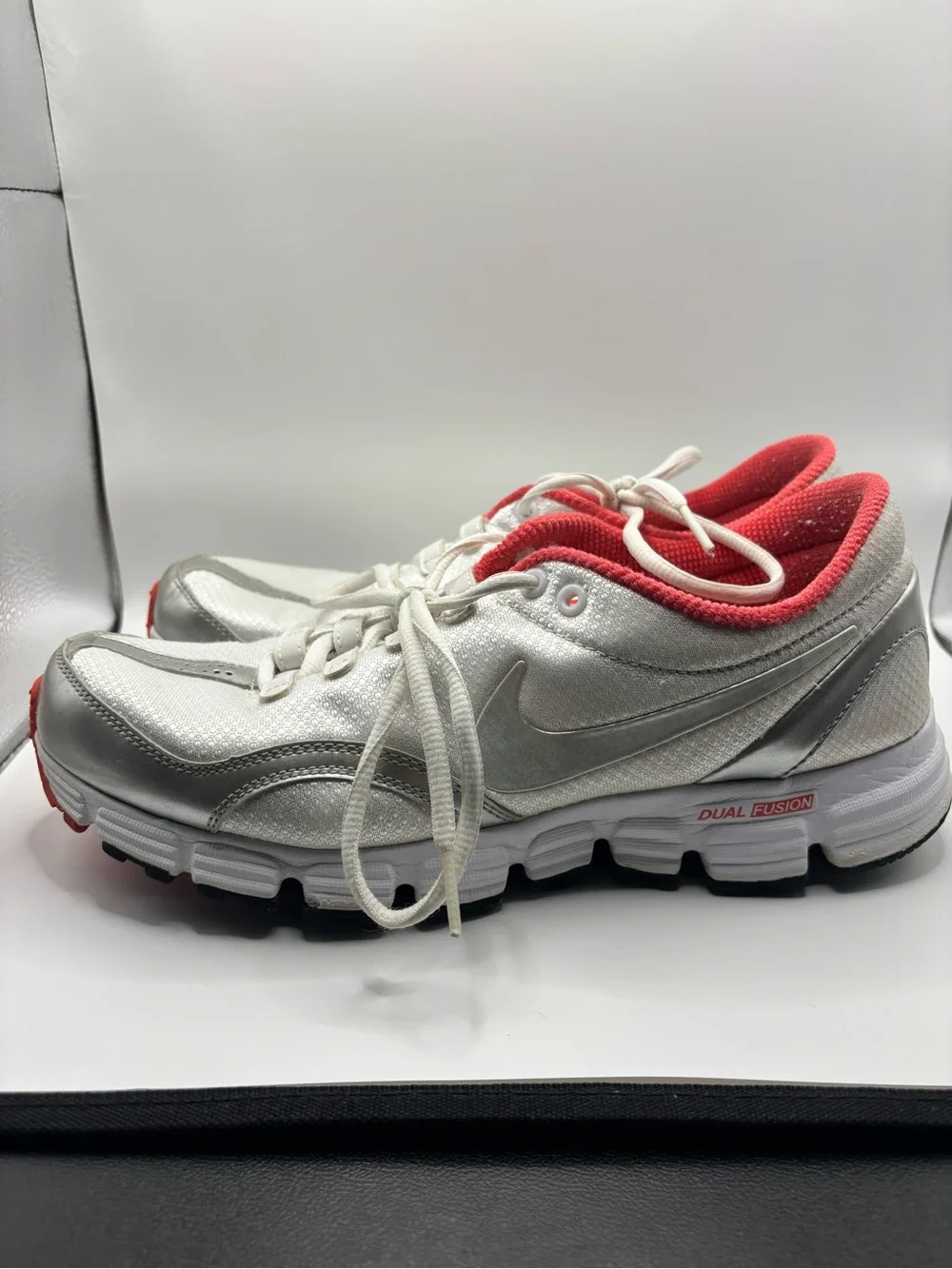 Nike Women's Dual Fusion Sneakers - White, Silver & Coral